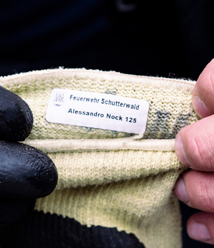 Feuerwehr Etikett Handschuh