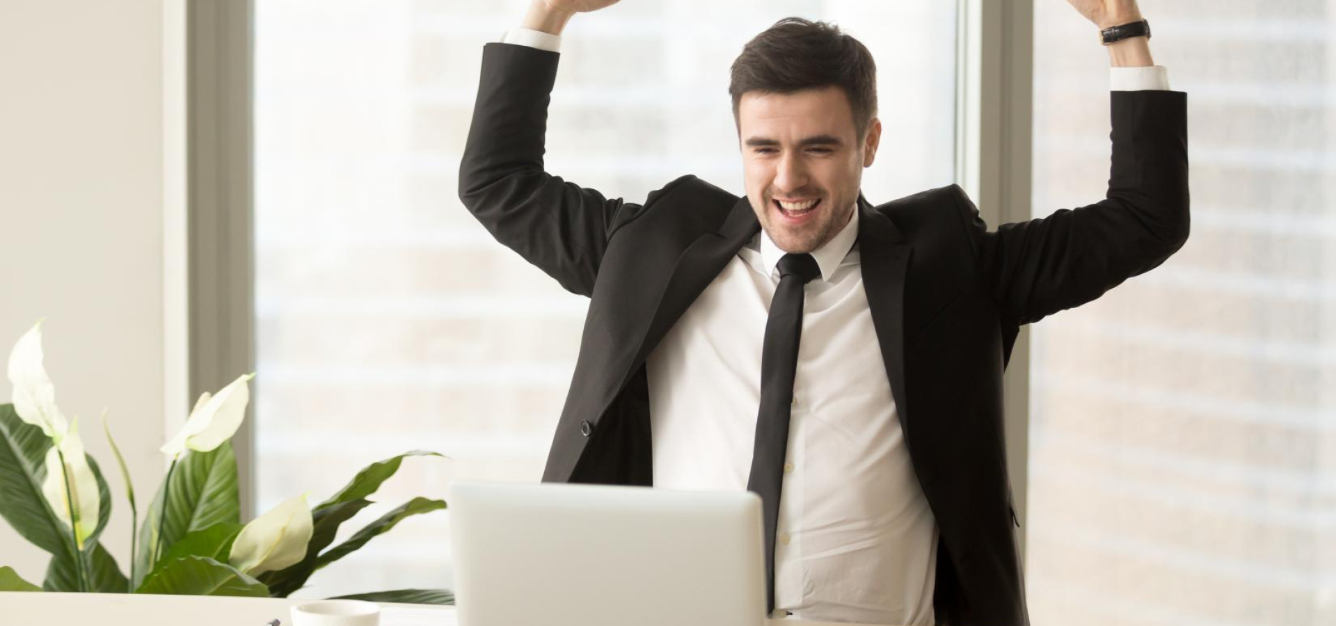 businessman excited because achievement business