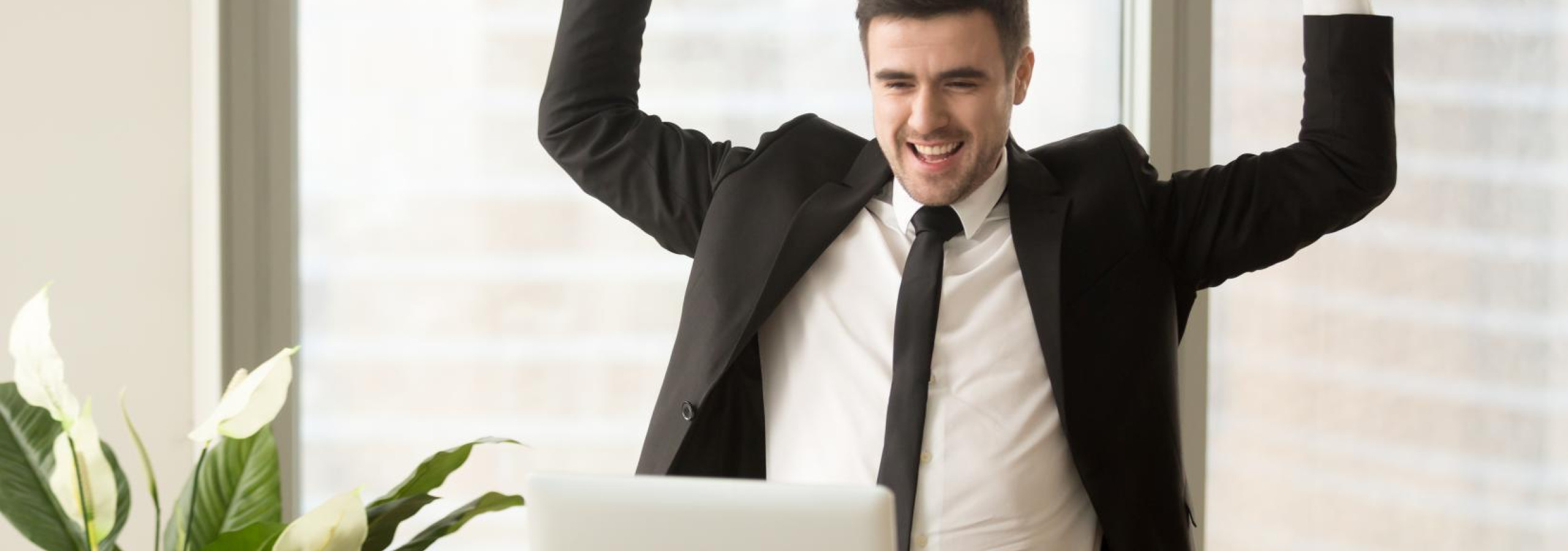 businessman excited because achievement business